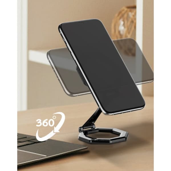 Magnetisk telefonstativ med dobbeltring, 360 graders rotation og justerbar zinklegering Silver Silver