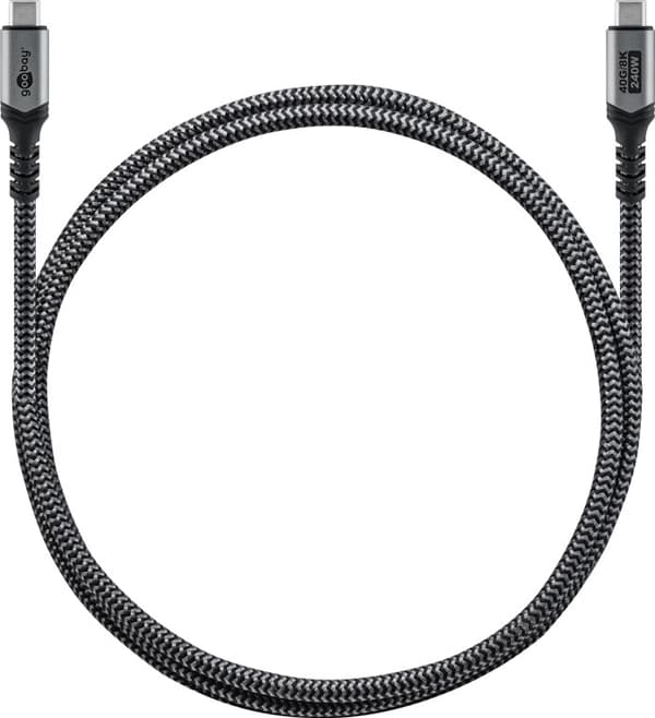 USB-C™-kabel, USB4™, 1 m, sort;sølv