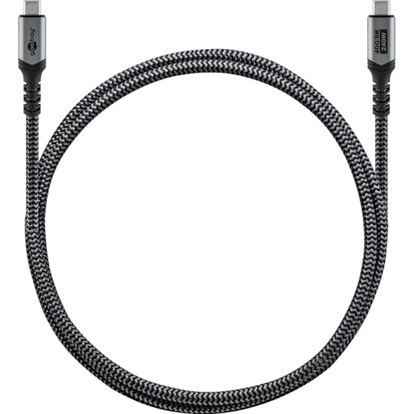 USB-C™-kabel, USB4™, 1 m, svart;silver