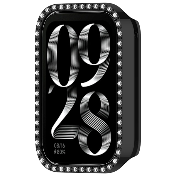 Xiaomi Mi Band 9 Pro-etui med diamanter, PC-beskyttelsescover Sort