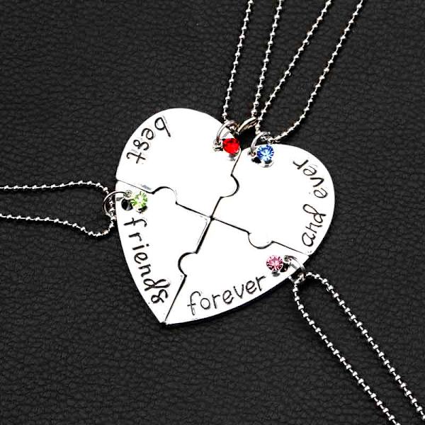 Hjärtpusselhalsband "Best Friends for Ever and Ever" 4 st Zinklegering