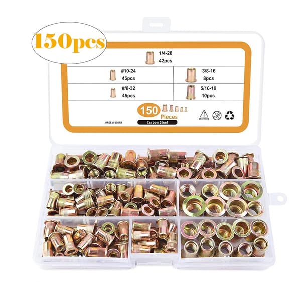 150st Räfflade Nitmutter Set - Zinklegering Rivnuts Sortiment, kompatibelt med Huawei, Samsung, APPLE, Garmin