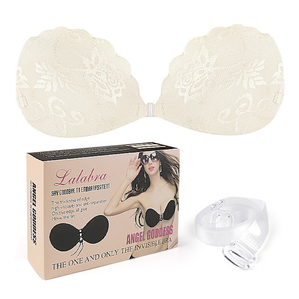 Osynlig BH Djup V Spets Silikon Beige C
