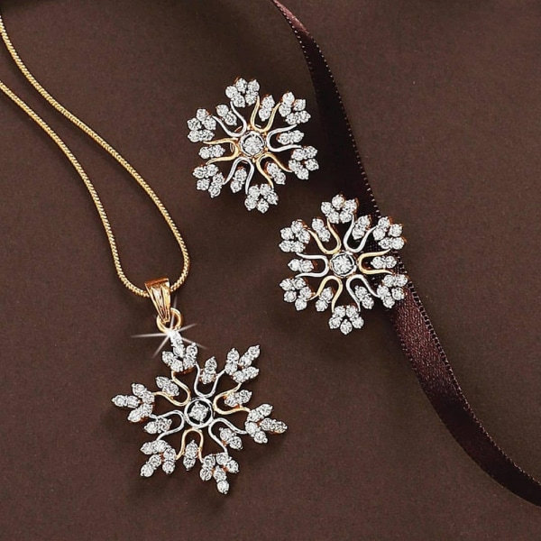 Snowflake Halsband Örhängen Set Guld