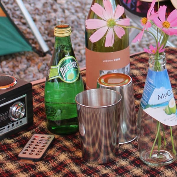 6-dele 304 rustfrit stål campingkopper sæt — 350ml bærbare udendørs krus med opbevaringspose, stabelfunktion til camping og picnic