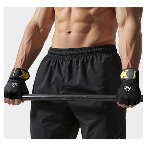 Viktlyftarhandskar halkskydd för styrketräning och cykling, polyester gymhandskar för tyngdlyftning, chins och cross-training, 1 par M M