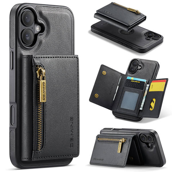 Magnetisk pung-cover til iPhone 16 Plus - Sort
