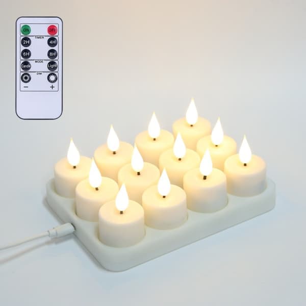 Uppladdningsbara LED-ljus med magnetisk laddningsbas - 12-pack