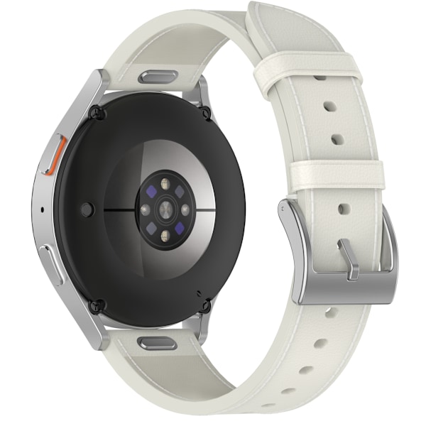 Armband i äkta Läder för Samsung Watch 4 5 6 7 Vit