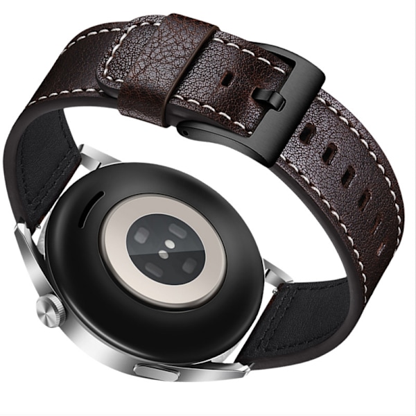 Rem i ægte læder til Samsung Galaxy Watch 4 Kaffe+sort 22 mm