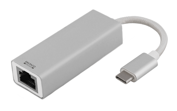 PRIME USB C Network Adapter, Gigabit, RJ45, aluminum, silver