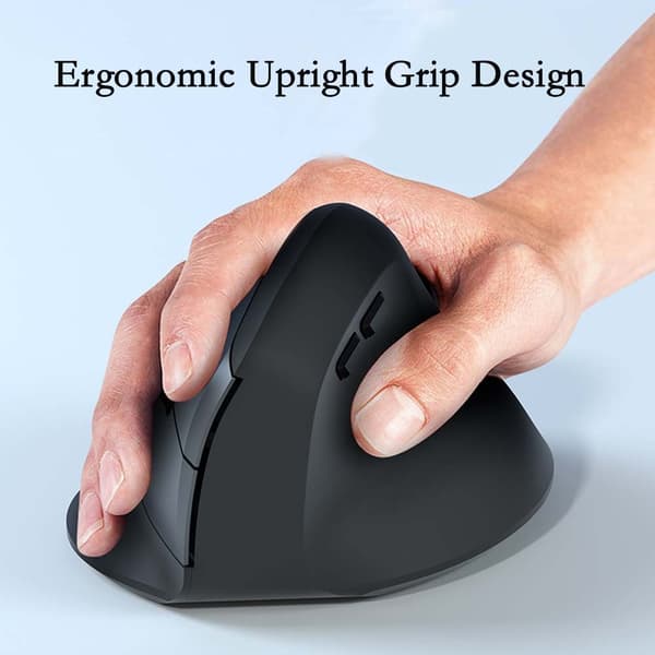 Ergonomisk Vertikal Trådbunden Mus - Tyst Klick, Handledsstöd, Justerbar DPI Black Black