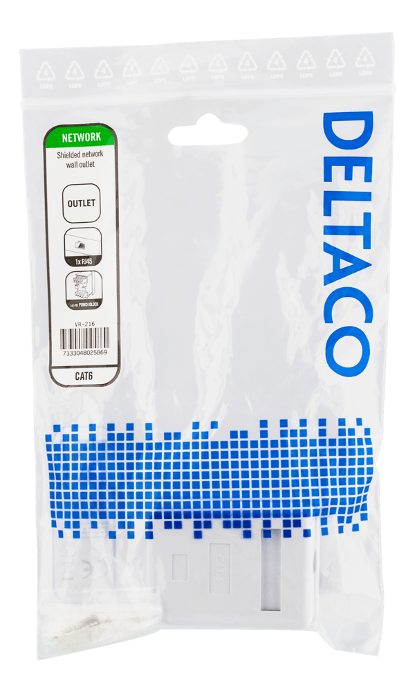 Shielded network socket, Surface FTP 1xRJ45, Cat6, white