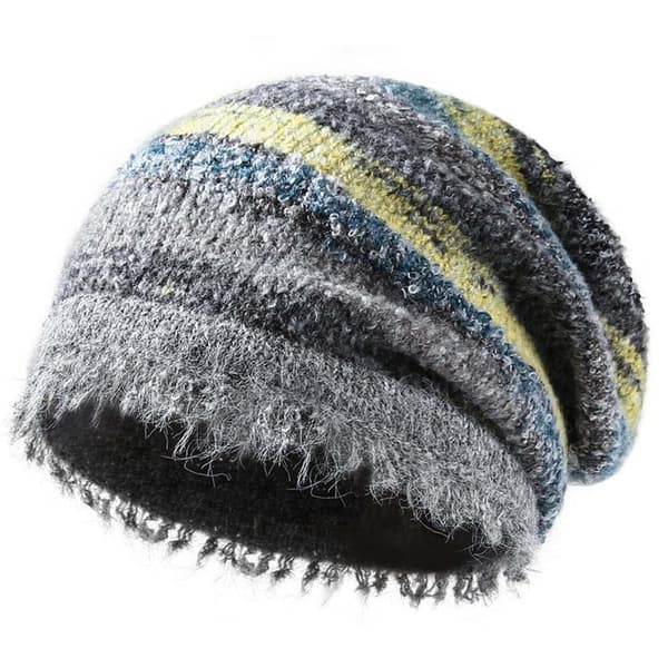 Varm ørebeskyttelse hue uldblanding strikket hat trendy gradient farve strikket hue