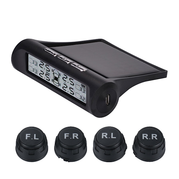 Solar TPMS Däcktrycksövervakningssystem med LCD-skärm