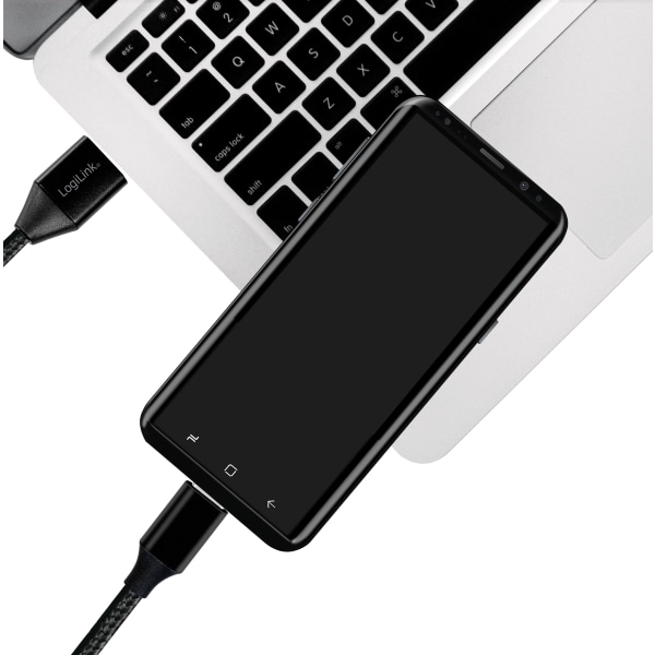 LogiLink USB-USB-C Ladd/synk-kabel 15W 0,3m Textil