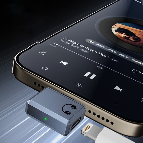 Lightning Hun til USB-C Han Sidebøjet Adapter til Hovedtelefoner - HiFi Lydkvalitet White White