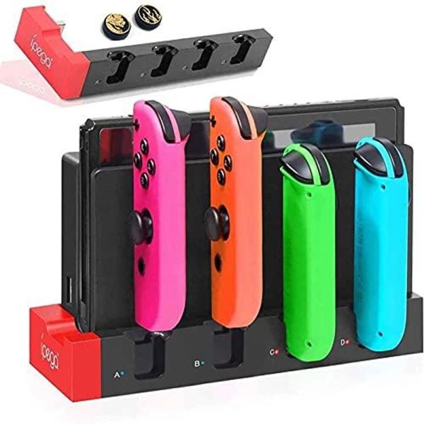 Laddningsdocka Kompatibel med Nintendo Switch Joycons Svart+röd