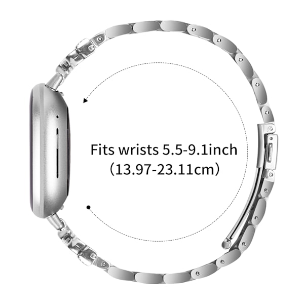 Funklende sommerfugl Fitbit Versa 3/4 rem med tre rhinsten Sølv
