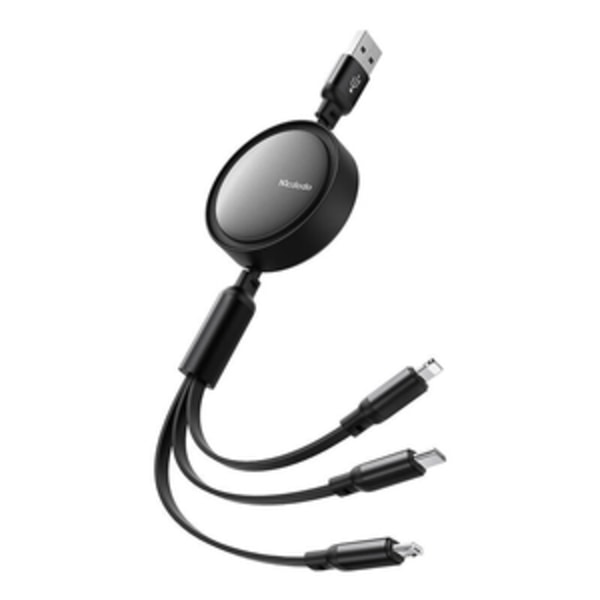 3-i-1 USB till USB-C / Lightning / Micro USB-kabel, Mcdodo CA-7256, 3,5A, 1,2m (svart)