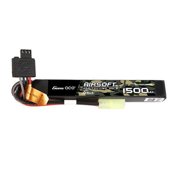 Gens ace G-Tech 25C 1500mAh 2S1P 7.4V Airsoft Gun Lipo-batteri med mini Tamiya-stik