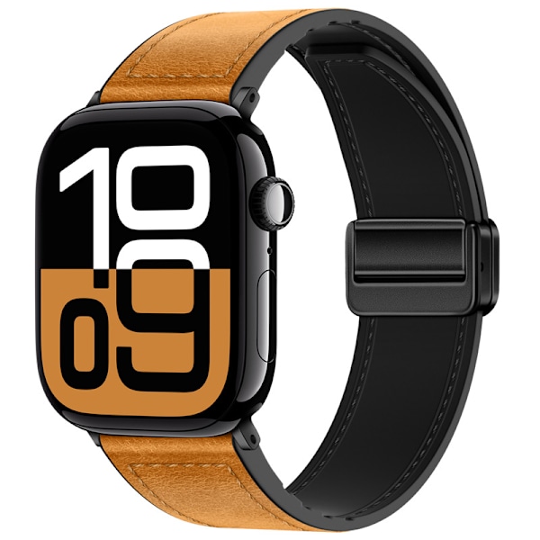 Ægte læderrem med magnetisk lukning til Apple Watch Series 8/9/Ultra 2 Grå L