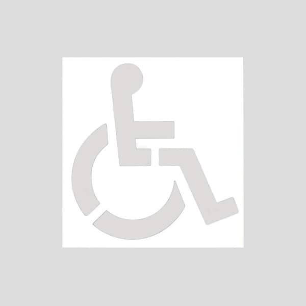 Genanvendelig kørestolssymbolstencil til handicap parkering