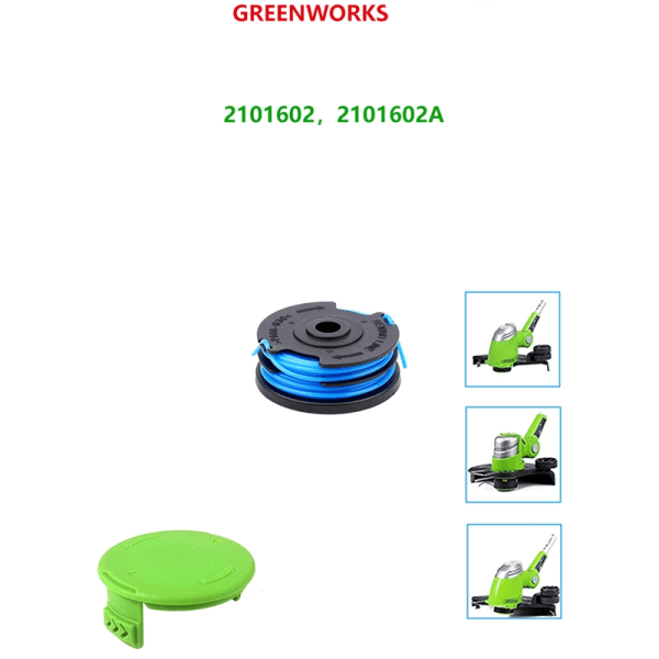 Vaihtokela ja korkki Greenworks-trimmeriin