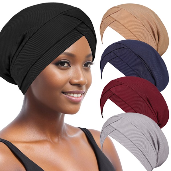 Criss Cross Pannbandsmössa för kvinnor, mjuk turbanhuvudomslag Marinblå