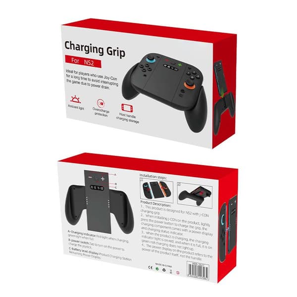 Switch2 vänster och höger handkontroll laddare kompatibelt med Switch2 handkontroller svart ABS-material