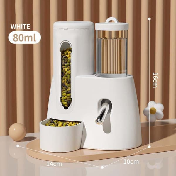 2-i-1 Automatisk Hamster Vandflaske og Foderautomat - Dyreforsyning, Pladsbesparende Design S S