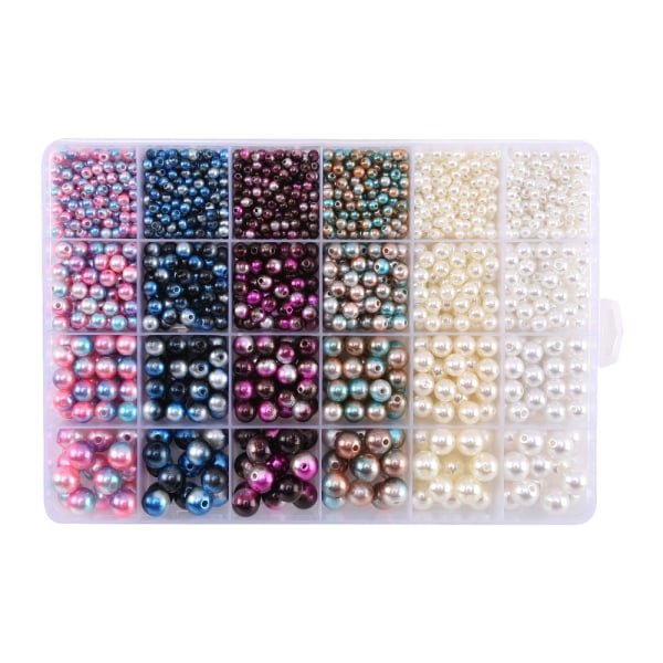 DIY smykketilbehør sæt 24 gitter symfoniimiterede perler MultiColor