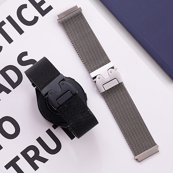 Titaniumfärgad 22mm Universal Rostfritt Stål Klockarmband