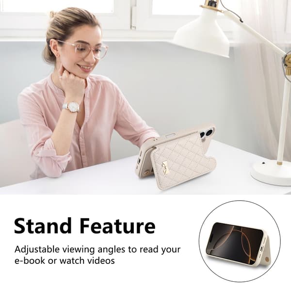 Chic Plånboksfodral Kompatibelt med iPhone 17 - Kortfack, Spegel, Ställfunktion Beige Beige