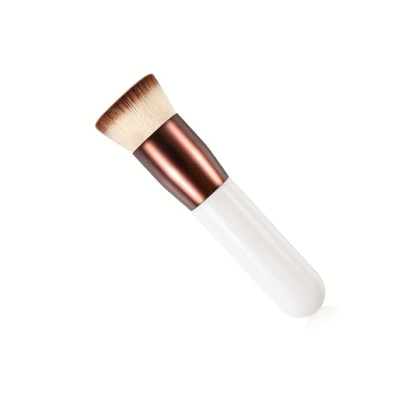 Flat Top Foundation Brush 2-pak til flydende foundation og BB-creme - bløde syntetiske børster til fejlfri buffing White White