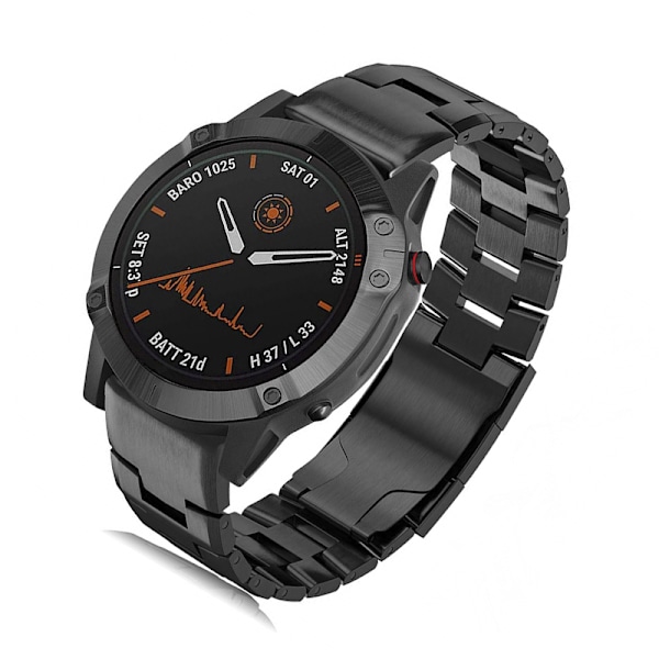 Titanium urrem til Garmin Fenix 7X/6X/5X - Hurtigudløser, 26mm, Sort