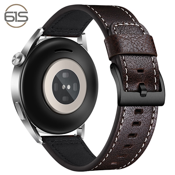 Rem i ægte læder til Samsung Galaxy Watch 4 Kaffe+sort 20 mm