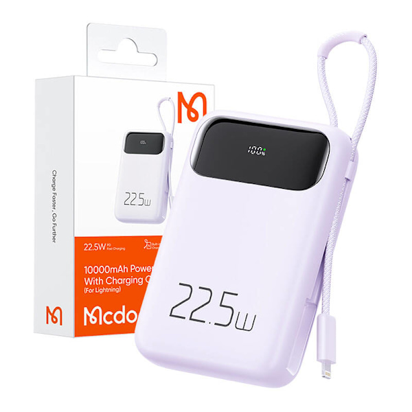 Power Bank Mcdodo MC-3255 10000mAh, 22,5W, för ljus (lila)