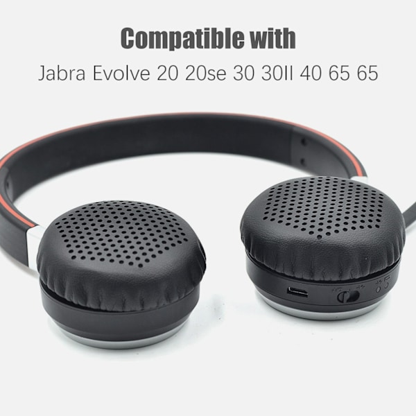 1-par udskiftningsørepuder til Jabra Evolve 20 20se 30 30II 40 65 65 Sort