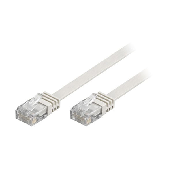 U/UTP Cat6 patch cable, flat, 20m, 250MHz, white