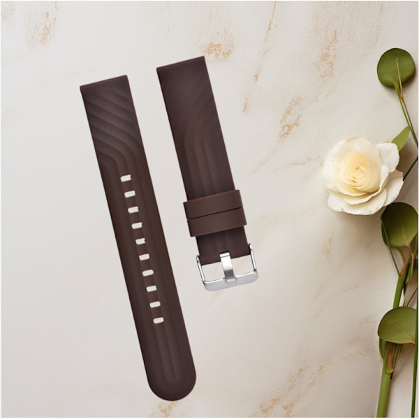 Silikoniranneke Huawei GT3:lle ja iWatch 4:lle Ruskea 22 mm