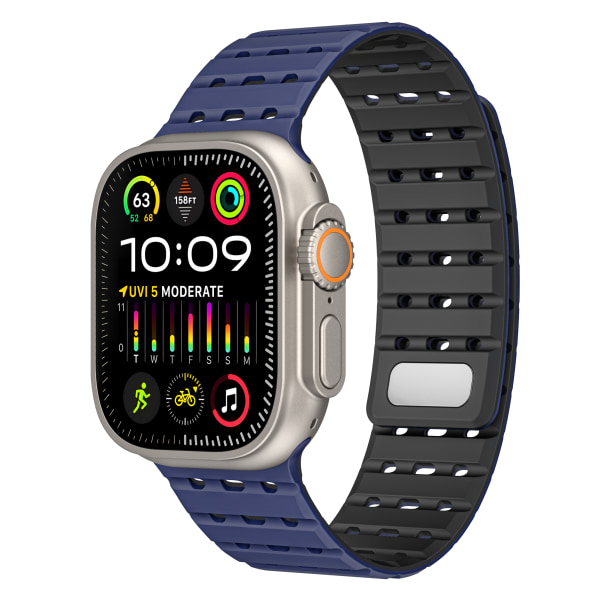 Andningsbar magnetrem för Apple Watch Series 1-9 generationer 42/44/45 mm Mörkblå