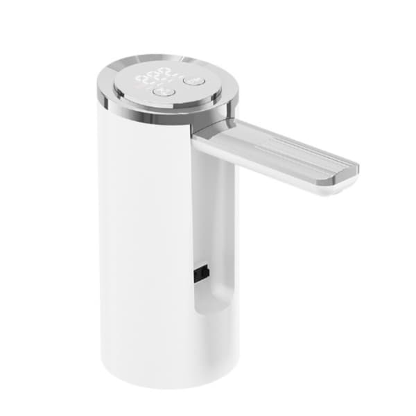 Smart trådlös elektrisk vattenpump – USB-uppladdbar bärbar vattendispenser med vikbar pip, justerbart flöde och digital display White White