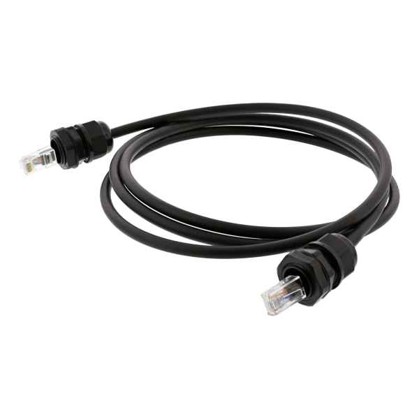 S/FTP Cat6a patch cable, 2m, IP68, PG13.5, black
