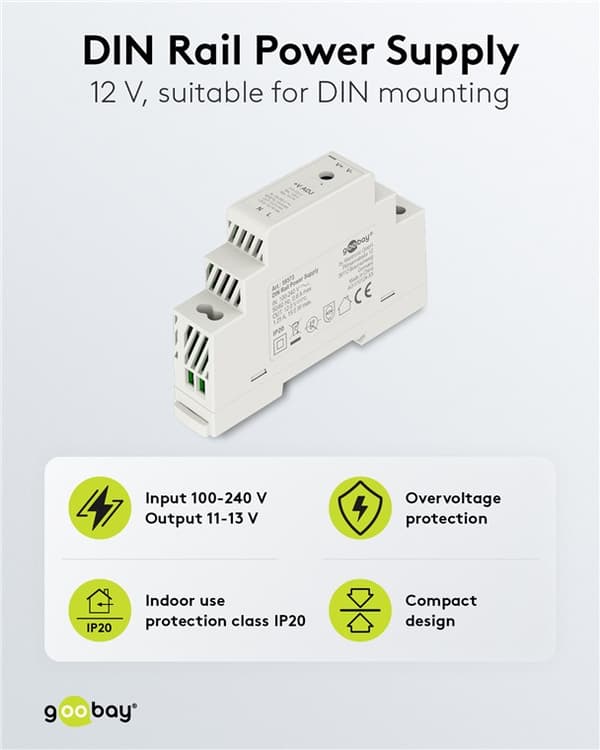 Virtalähde DIN-kiskoon 12 V, 1,25 A, 15 W