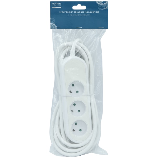 nordic_quality_power 3-way socket grounded (D), 5m