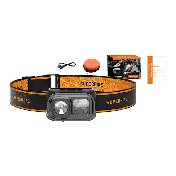 Superfire HL23-S otsalamppu taskulamppu, 350lm, USB-C