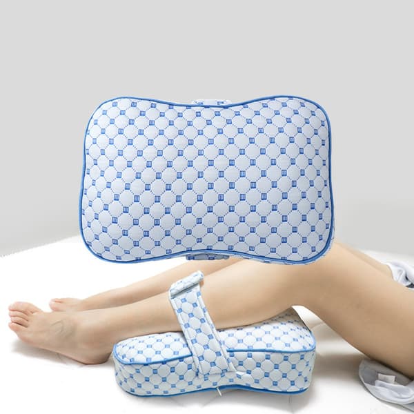 Isblå Benkudde med Rem - Ergonomiskt Knästöd för Sidosovare