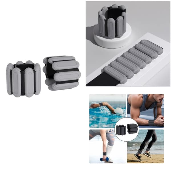 Silikonviktade handledsband (2 lbs par) - Grå