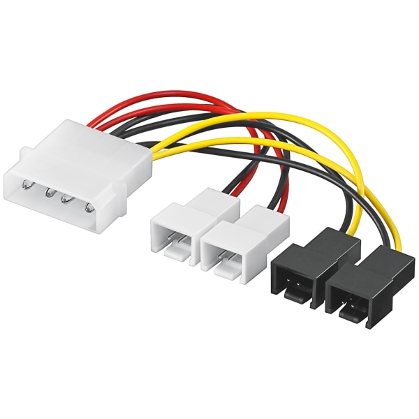 Strömkabel/adapter till pc-fläkt, 5,25-kontakter till fläkt, 2x 12 V/2x 5 V